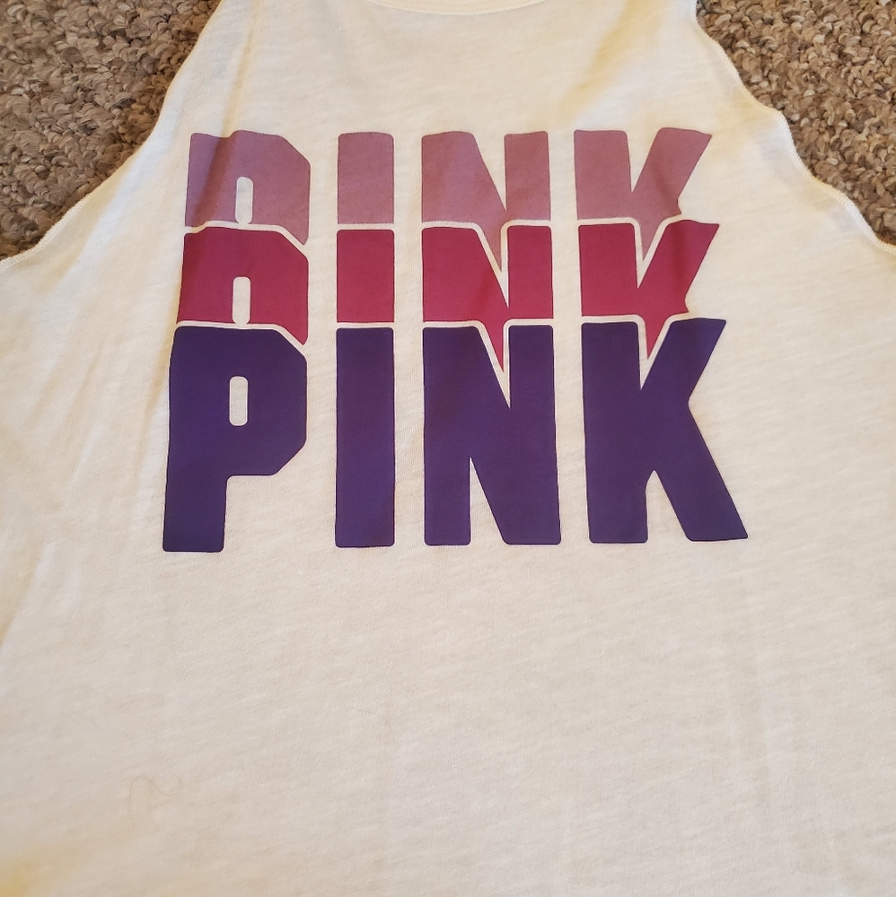 Victoria Secret Pink- cream and purples flowy tank - Picture 2 of 3